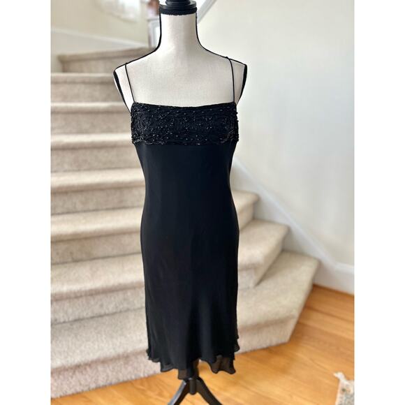 Vintage Express Silk Beaded High Low Slip Dress - Picture 1 of 8